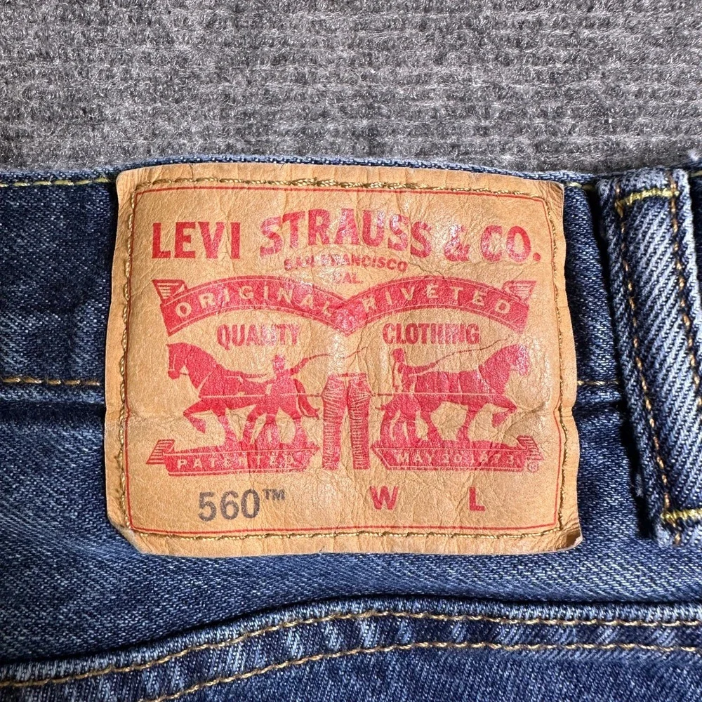 Levis 560 Comfort Fit Jeans Mens Blue Relaxed Tapered Leg Denim Pants 46x29